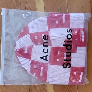 Acne Studios Face Print Ligo Beanie Red / Pink